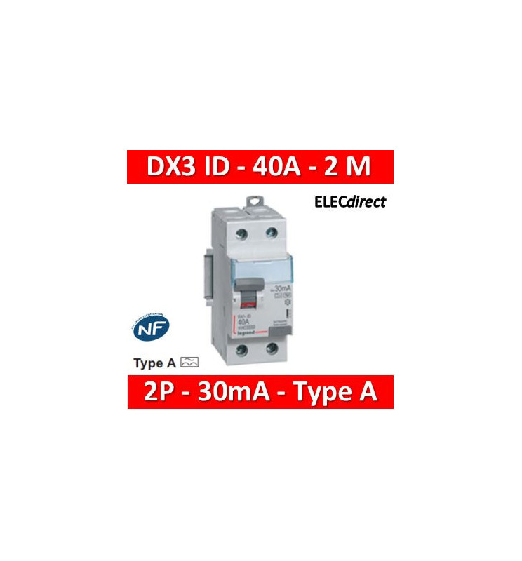 Interrupteur Différentiel Legrand DX³-ID – 2P, 40A, Type A, 30mA – Pour Cuisine, Lave-linge, Plaques De Cuisson - 8