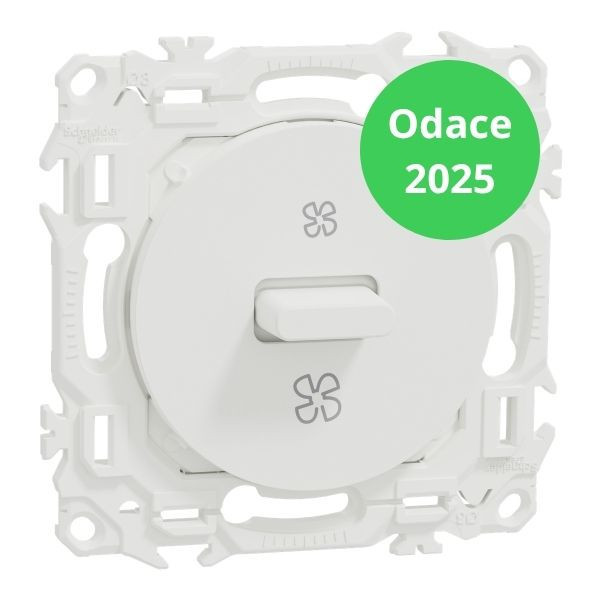 Schneider - Odace 2025 - Interrupteur VMC 3 positions - à levier - Blanc craie - Réf : S920263