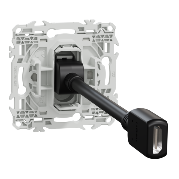 Schneider - Odace 2025 - Prise HDMI Type A 2.1 - Ultra HD 8K/60Hz - Câble femelle à l'arrière - Blanc craie - Réf : S920462