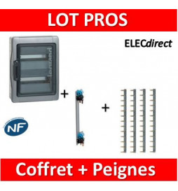 Legrand - Coffret étanche Plexo 24 modules + peigne V. et H. Ph+N - 2R - 001922+405003+404926x4