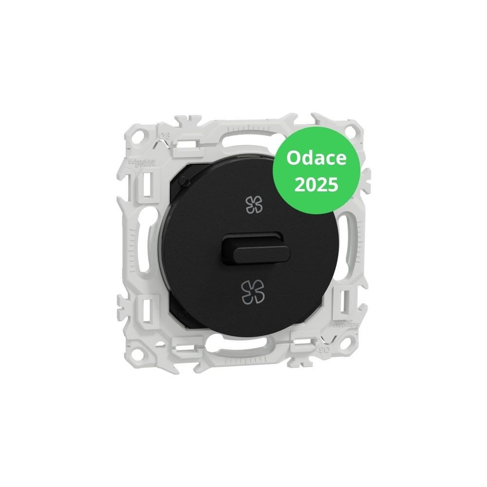 Schneider - Odace 2025 - Interrupteur VMC 3 positions - à levier - Noir onyx - Réf : S940243