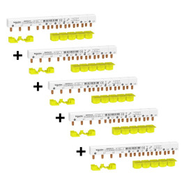 Schneider - Resi9 XP - LOT de 5 Peignes monobloc - 3Ph+N - 63a - 10 Modules - Avec cache dents 5m -Réf. : R9PXH410x5