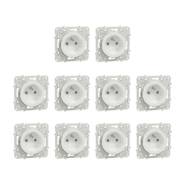 Schneider - Odace 2011 - LOT de 10 Prises de courant à puits - Blanc - Ref. : S520059x10