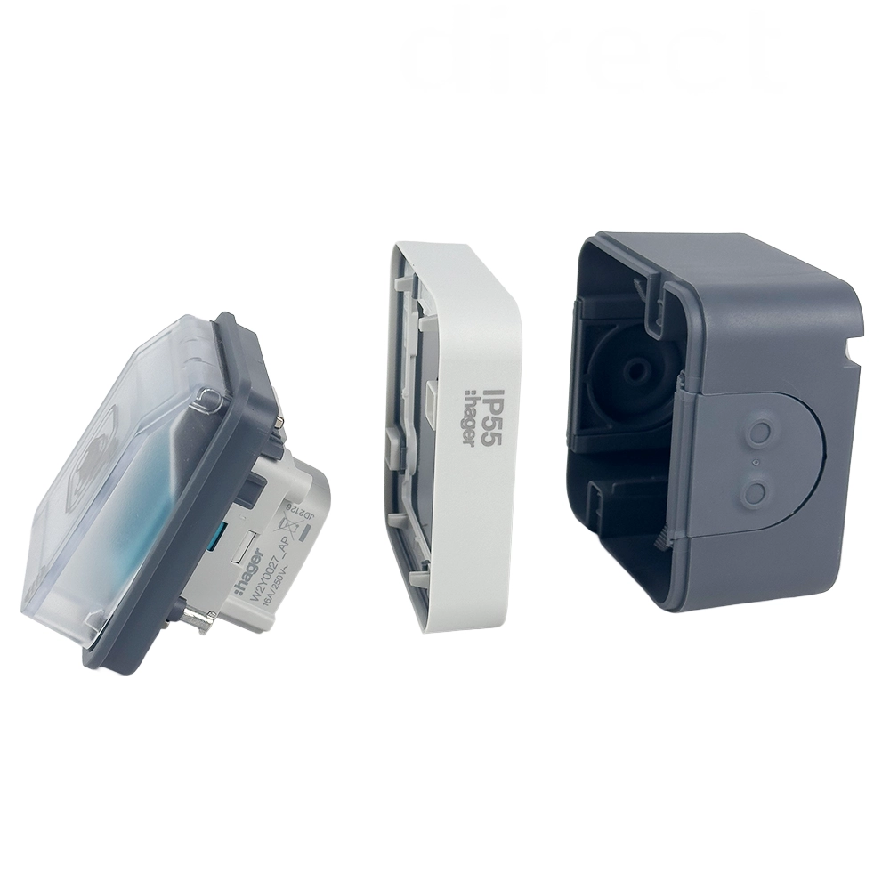 Hager - Prise Witty 2P+T - IP55 - M2+ - saillie - 3,7 kW - Pour recharge véhicule électrique - Réf : XEV080
