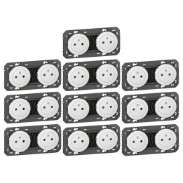 Legrand - Dooxie - LOT de 10 Double prises 2P+T Surface - Précâblées - Blanc - Ref. : 600332x10