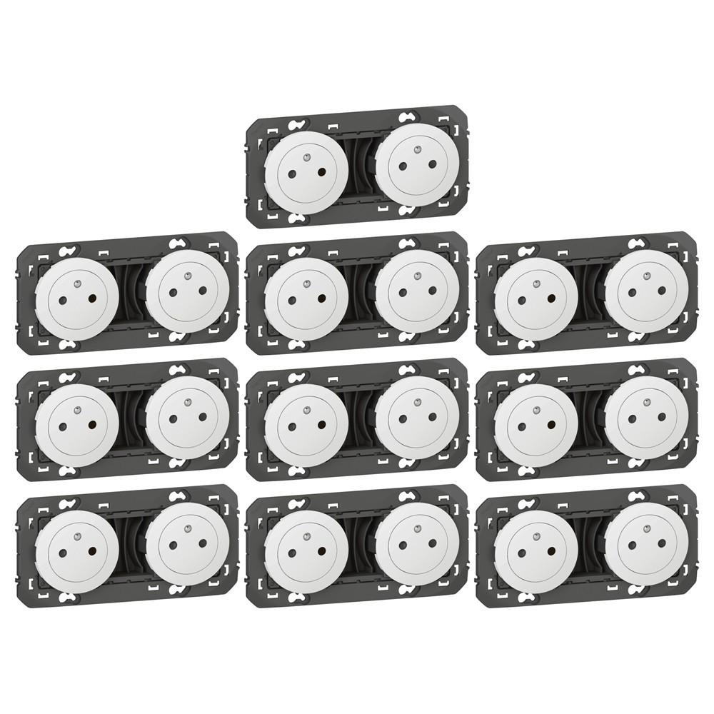 Legrand - Dooxie - LOT de 10 Double prises 2P+T Surface - Précâblées - Blanc - Ref. : 600332x10