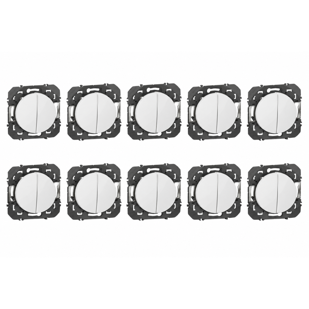 Legrand - Dooxie - LOT de 10 Double interrupteurs ou va-et-vient - Blanc - Ref. : 600002x10