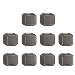 Legrand - Plexo L - LOT de 10 interrupteurs/va-et-vient - Saillie - Anthracite - Ref. : 069761Lx10