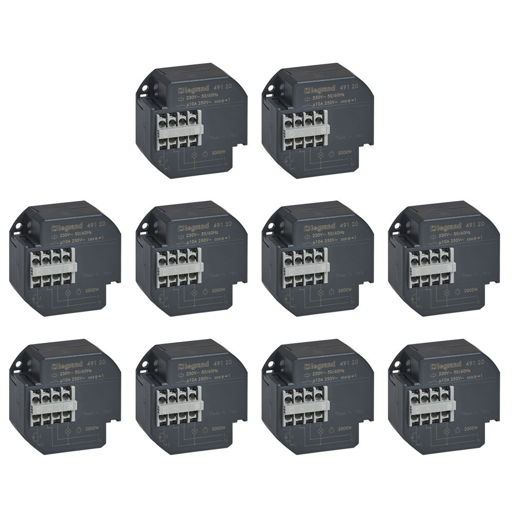 Legrand - LOT de 10 Télérupteurs encastrable 10A - 250V - Silencieux - Réf. : 049120x10