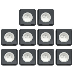 Schneider - Mureva Styl - LOT de 10 Prises 2P+T - Connexion auto - Encastré - IP55/IK08 - Gris - Ref. : MUR35036x10