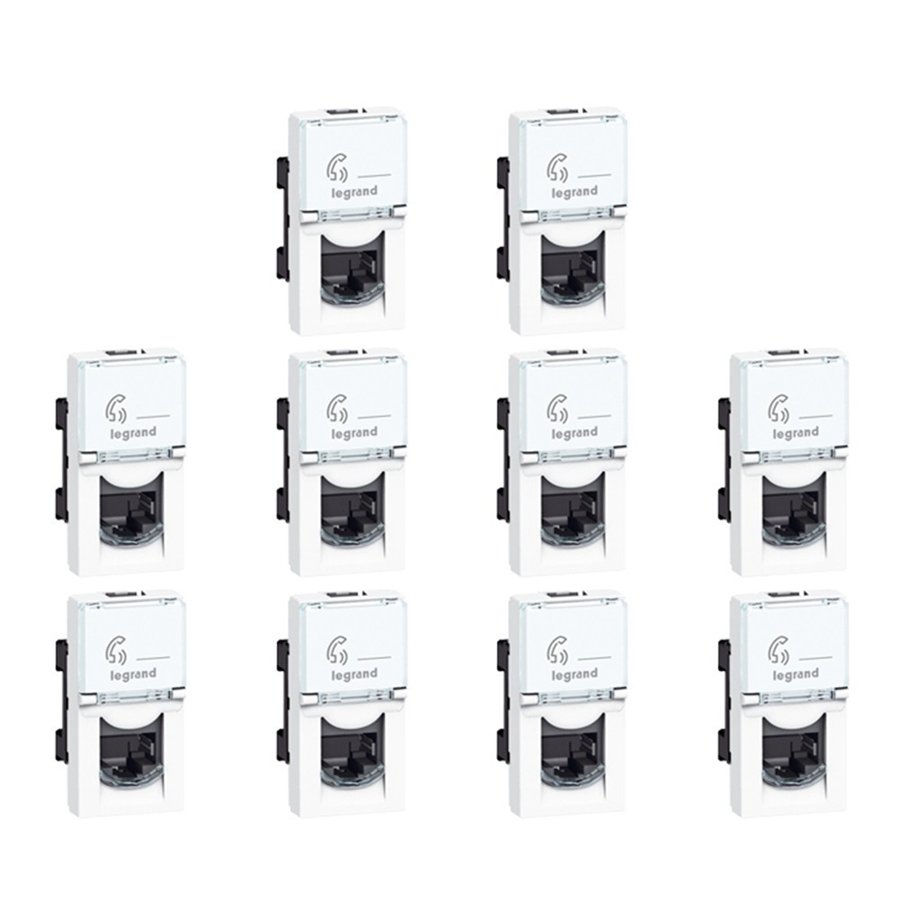 Legrand - Mosaic - LOT de 10 Prises RJ45 Cat. 6 FTP 1 module - Réf. : 076562x10