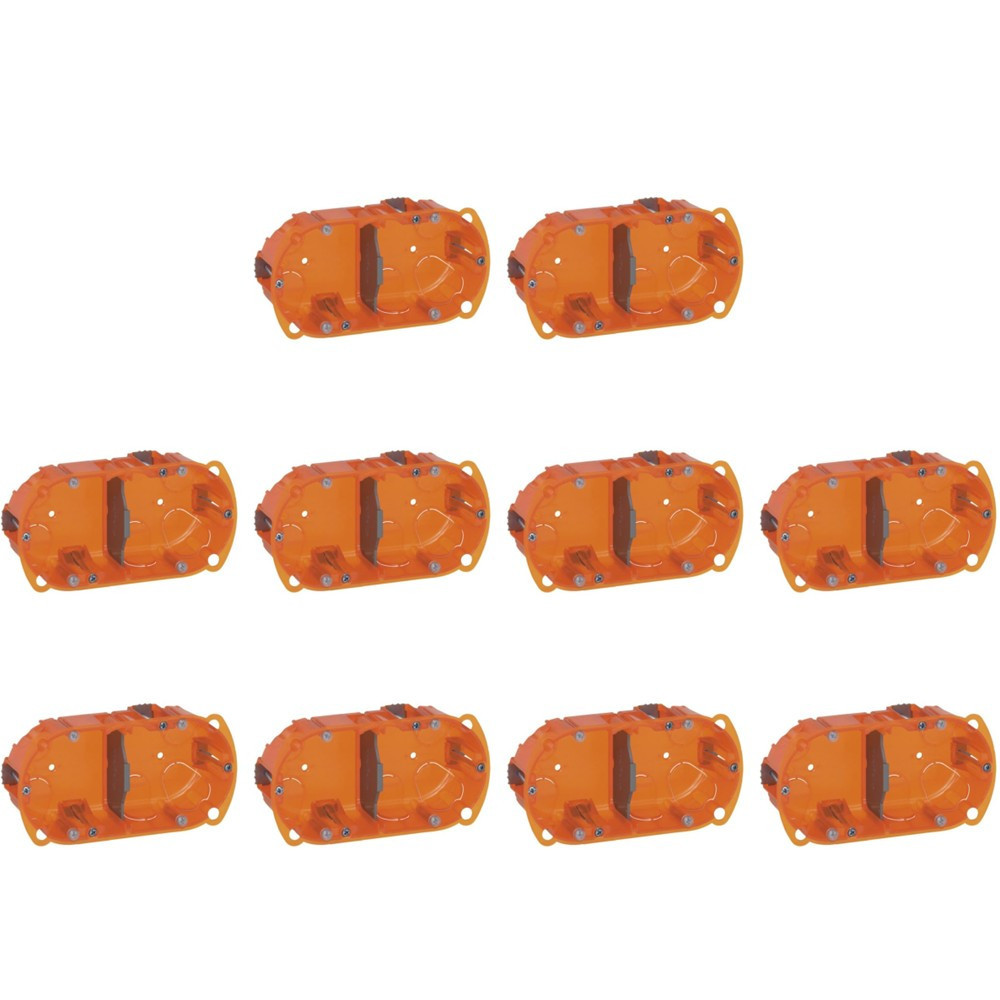 Legrand Batibox - LOT de 10 Boîtes multimatériaux 2 postes - 4/5M - Hor/Ver - profondeur 40 mm - Réf. : 080102x10