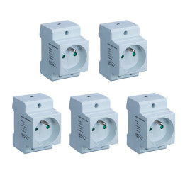 Digital Electric - LOT de 5 Prises modulaire - 2P+T - 16A - 250V à éclips - Réf. : 04562x5