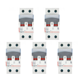 Legrand - LOT de 5 Interrupteurs-sectionneur Bipolaire DX3 - 63A - Réf. : 406441x5