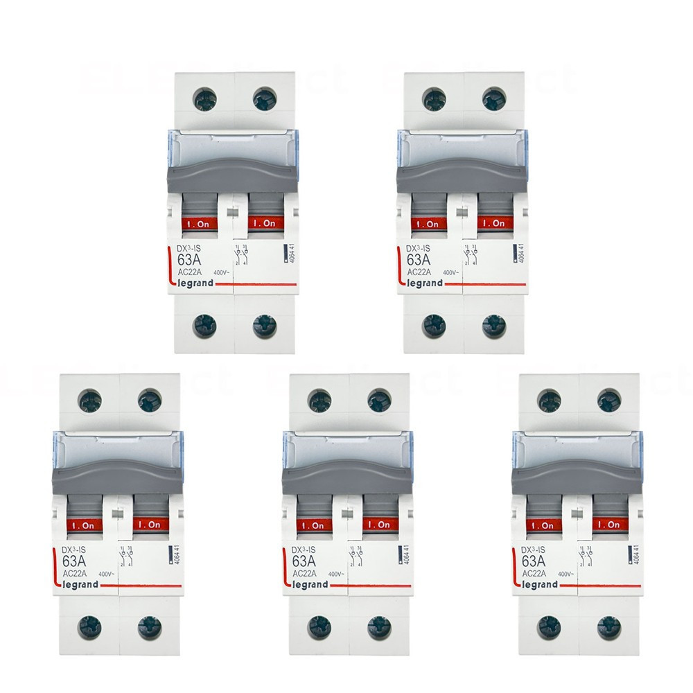 Legrand - LOT de 5 Interrupteurs-sectionneur Bipolaire DX3 - 63A - Réf. : 406441x5