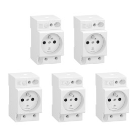 Schneider - Resi9 XP - LOT de 5 Prises de courant Modulaire - 2P+T - 16A - 250V - Réf. : R9PCS616x5