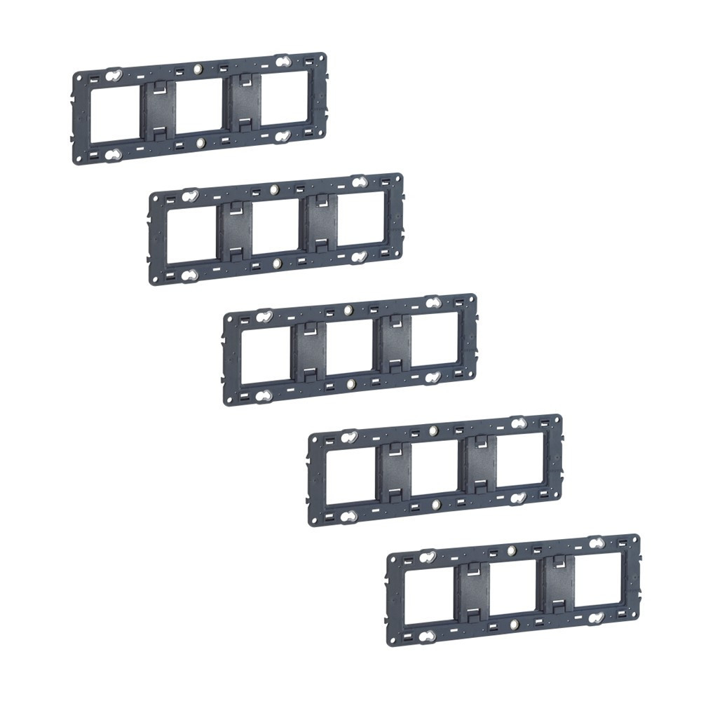 Legrand - Lot de 5 Supports 3 postes (6/8M) - Mosaic/Céliane - Fixation VIS - 3 x 2 modules - Réf. : 080253x5