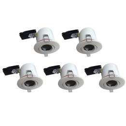 Miidex - Lot de 5 Supports Spot Orientable - Etanche à l'air - Blanc - D.100mm - BBC - Réf. : 7719x5