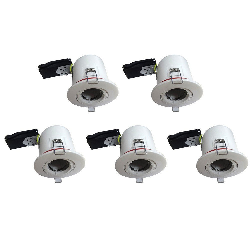Miidex - Lot de 5 Supports Spot Orientable - Etanche à l'air - Blanc - D.100mm - BBC - Réf. : 7719x5