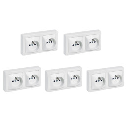 Legrand - Oteo - LOT de 5 Doubles prises 2P+T 16A  230V - Blanc - Ref. : 086076Lx5