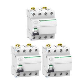 SCHNEIDER - Lot de 3 Interrupteurs Différentiels 4P - 63A - 30mA - AC - Réf. : A9R11463x3