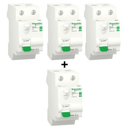 SCHNEIDER - Resi9 XE - LOT de 4 Inter Diff. 63A - 3x Type AC et 3x Type A - 30mA - Ref. : R9ERC263x3+R9ERA263