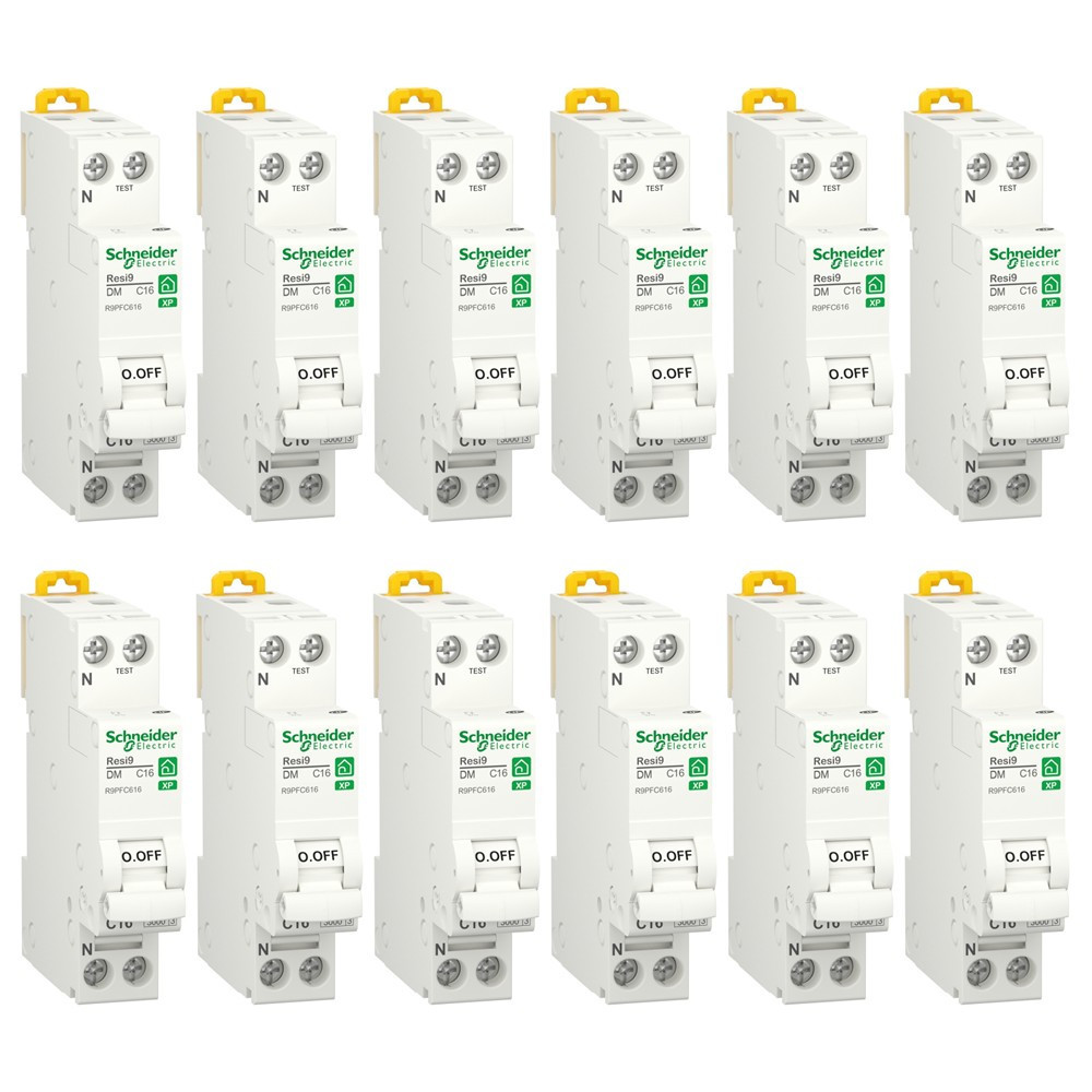 Schneider - Resi9 XP - LOT de 12 Disjoncteurs 16A - VIS/VIS - Réf. : R9PFC616x12