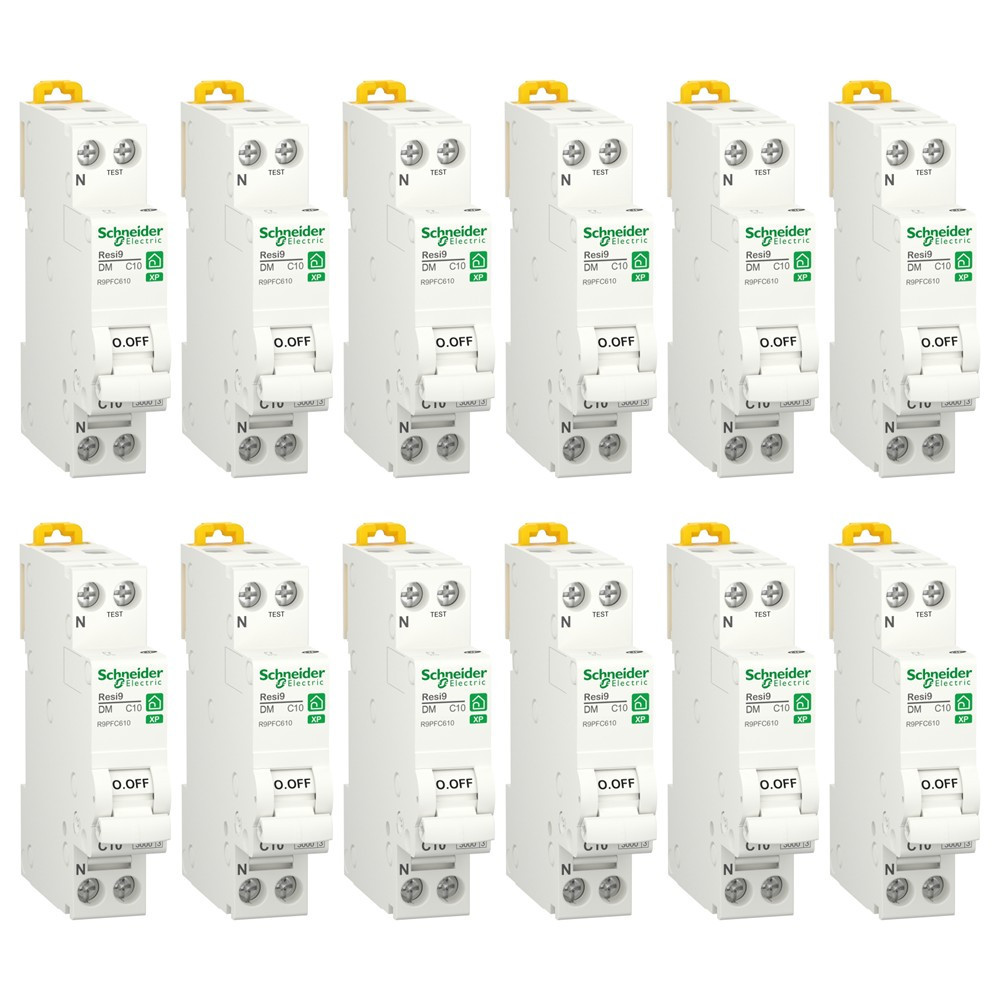 Schneider - Resi9 XP - LOT de 12 Disjoncteurs 10A - VIS/VIS - Réf. : R9PFC610x12