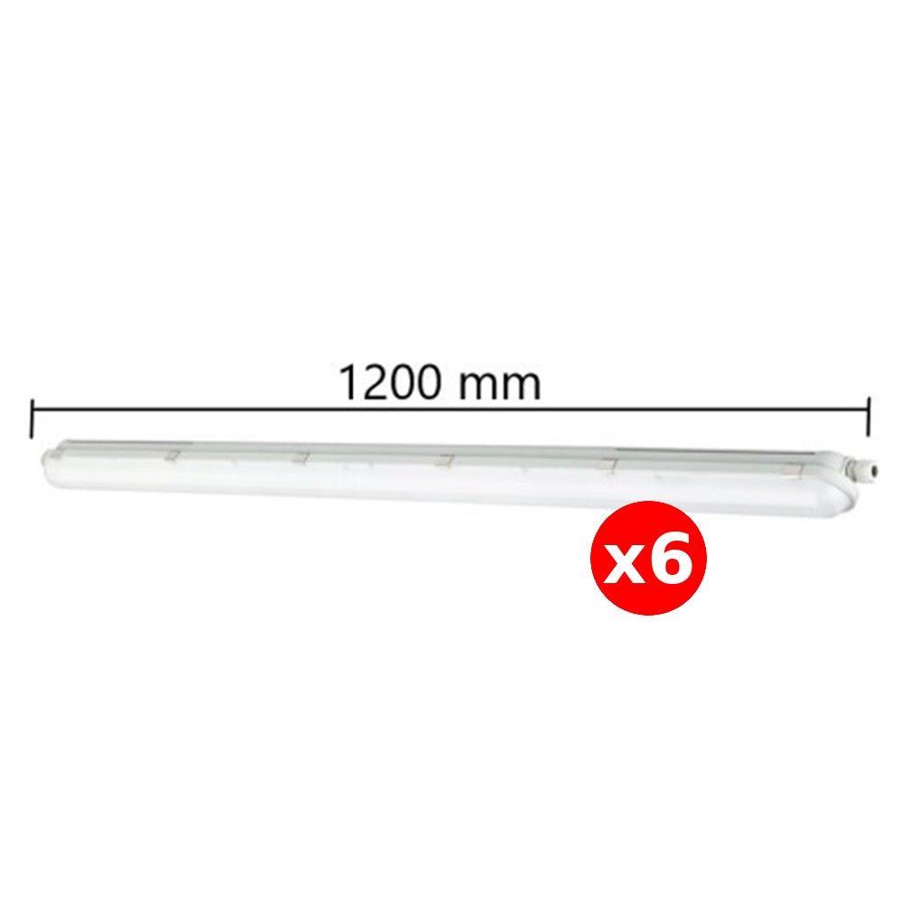 Spectrum - LOT de 6 Réglette LED Limea GIGANT - Etanche - 120cm - 50W - 6000LM - IP65 - Réf : SLI028112NW_PW