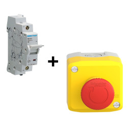Hager - Déclencheur à émission de tension 230-415V AC - 110-130V DC + arrêt d'urgence - Réf. : MZ203+XALK178E