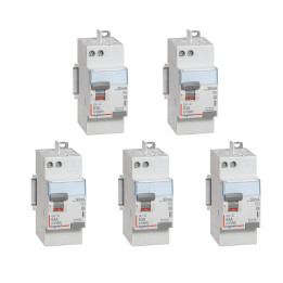 LEGRAND - LOT de 5 inter différentiels DX3 - ID 2x63A - 30mA AC - Réf. : 411650 x 5