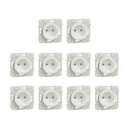 Schneider - Odace 2011 - LOT de 10 Prise de courant 2P connexion à VIS - Blanc - Ref. : S520033x10