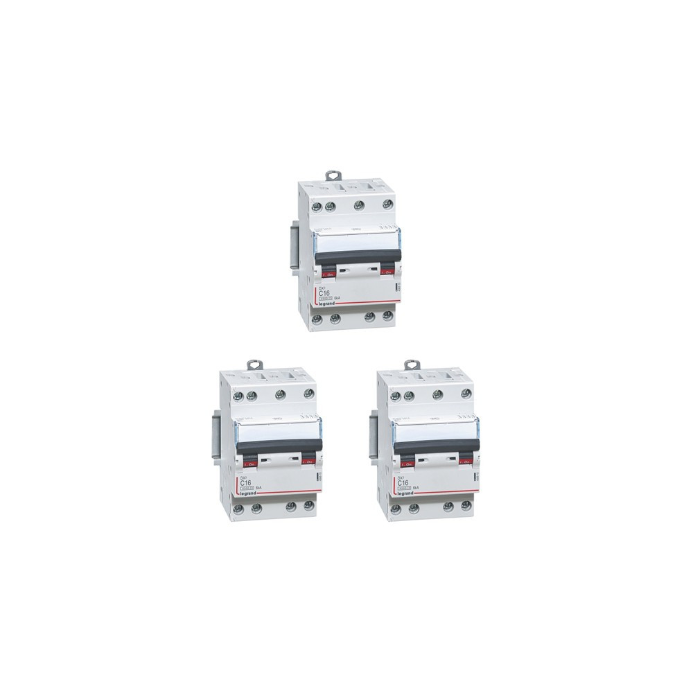 Legrand - Disjoncteur 4P DX3 - 16A - 6kA - courbe C - Réf. : 406910x3