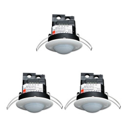 B.E.G - LOT de 3 Détecteurs de mouvement avec zone de détection circulaire - Plafond - Blanc - Encastré - Réf. : 92197x3
