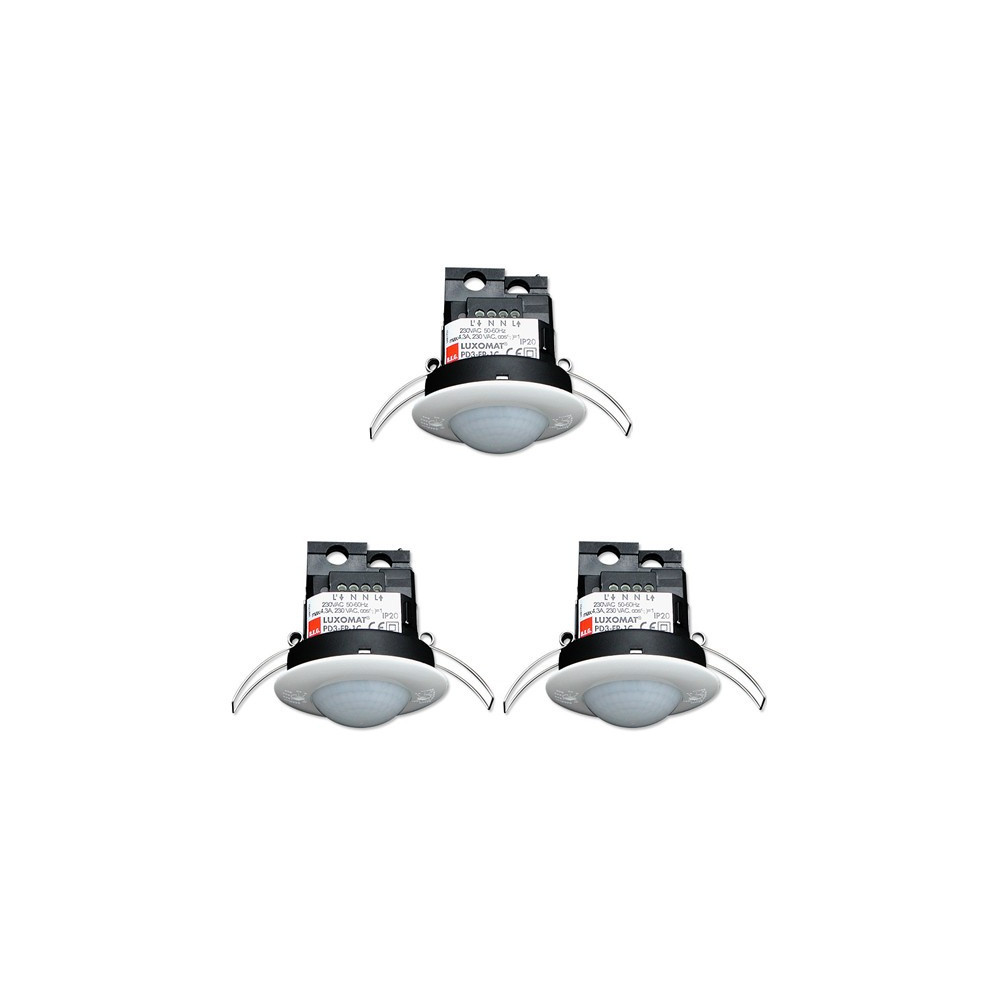 B.E.G - LOT de 3 Détecteurs de mouvement avec zone de détection circulaire - Plafond - Blanc - Encastré - Réf. : 92197x3