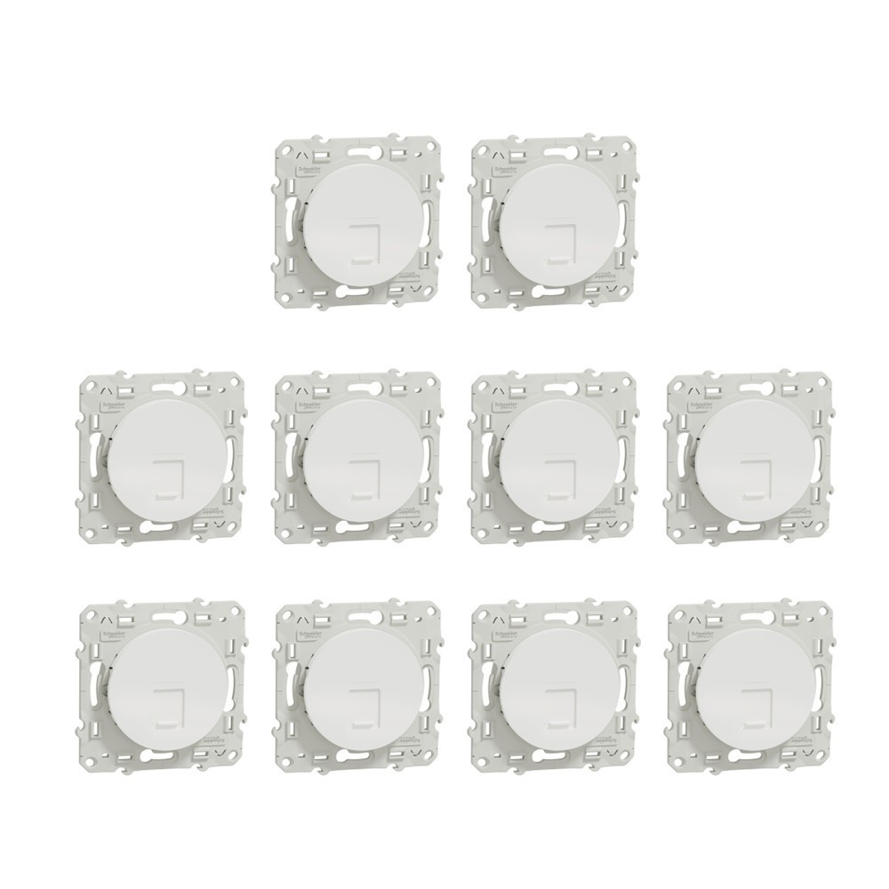 Schneider - Odace 2011 - LOT de 10 Prises RJ 45 cat 6 STP Grade 3 - Blanc - Ref. : S520476x10