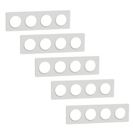 Schneider - Odace 2011 - Touch - LOT de 5 Plaques 4 postes entraxe 71 mm - Blanc - Ref. : S520808x5