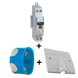 LEGRAND - Lot Disjoncteur DNX3 32A + Cache SIB 32A + boîte BBC - plaque de cuisson - Réf. : 406777+11032+38640