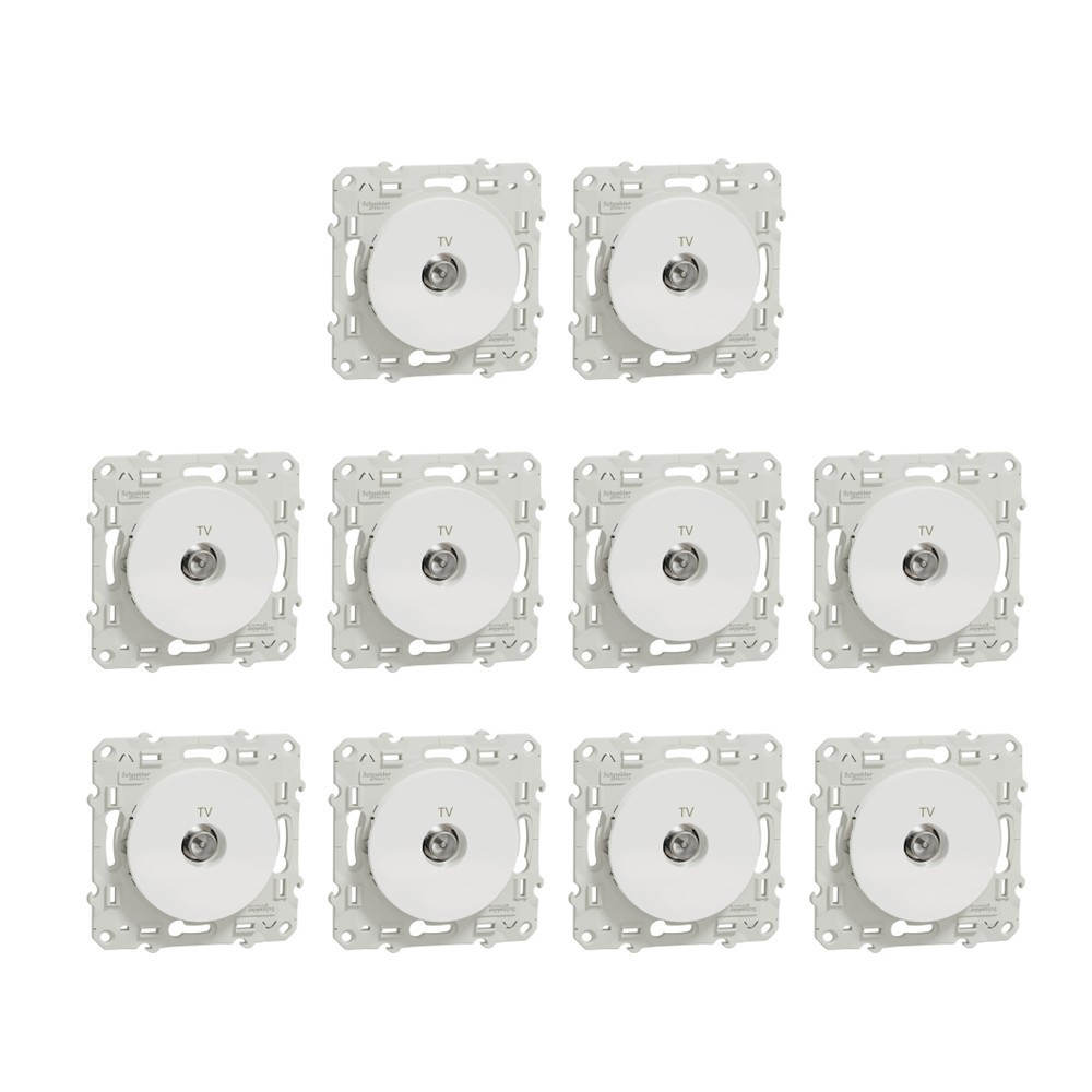 Schneider - Odace 2011 -Lot de 10 Prises TV simple - Blanc - Ref. : S520445x10