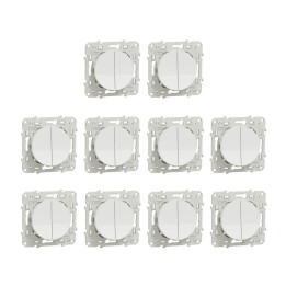 Schneider - Odace 2011 - LOT de 10 Va-et-vient + Poussoir - Blanc - Ref. : S520285x10