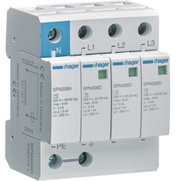 Hager - Parafoudre 4P débrochable 8kA avec indicateur - Réf : SPN408D