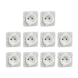 Schneider - Odace 2011 - LOT de 10 Prises de courant Rénovation - 2P+T - Blanc - Ref. : S520049x10