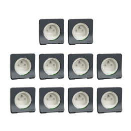Schneider - Mureva Styl - LOT de 10 Prises 2P+T - Connexion auto - Composable - IP55/IK08 - Gris - Ref. : MUR36133x10