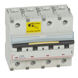 Legrand - Disjoncteur - 100A 4P - Courbe C - DX3 10000A/16kA - 6 Modules - Réf : 409363