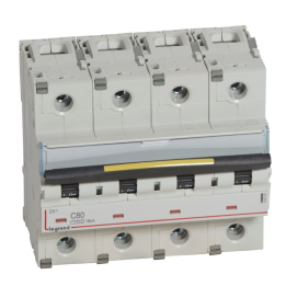 Legrand - Disjoncteur - 80A 4P - courbe C - DX3 10000A/16kA - 6 Modules - Réf : 409362