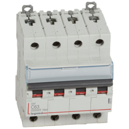 Legrand - Disjoncteur - 63A 4P - Courbe C - DX3 10000A/16kA - 4 Modules - Réf : 409361