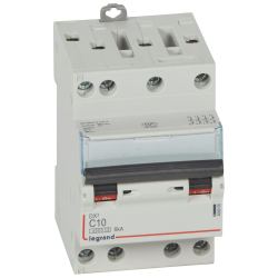 Legrand - Disjoncteur - 10A 4P - Courbe C - DX³ 4500/6kA - Vis/Vis - 3 Modules - Réf : 406908