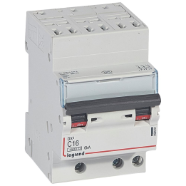 Legrand - Disjoncteur - 16A 3P -  Courbe C - DX3 4500/6kA - Arrivée haute auto Sortie basse à vis - 3 Modules - Réf : 406901
