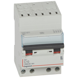Legrand - Disjoncteur - 10A 4P - Courbe C - DX3 4500/6kA - Auto/Vis - 3 Modules - Réf : 406917