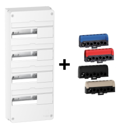 Schneider - Resi9 - Coffret 13M - 4R + Bornier 3 Phases+Neutre - Réf. : R9H13404+R9H13411P